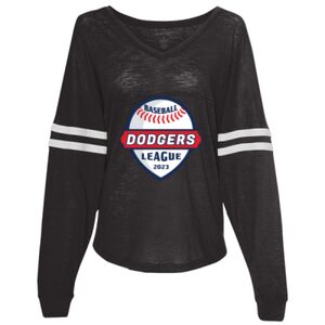 Women’s Slub Jersey Varsitee V-Neck Long Sleeve T-Shirt Thumbnail