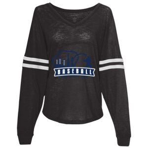 Women’s Slub Jersey Varsitee V-Neck Long Sleeve T-Shirt Thumbnail