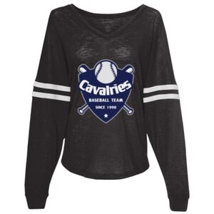 Women’s Slub Jersey Varsitee V-Neck Long Sleeve T-Shirt Thumbnail