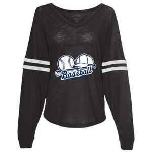 Women’s Slub Jersey Varsitee V-Neck Long Sleeve T-Shirt Thumbnail
