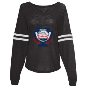 Women’s Slub Jersey Varsitee V-Neck Long Sleeve T-Shirt Thumbnail