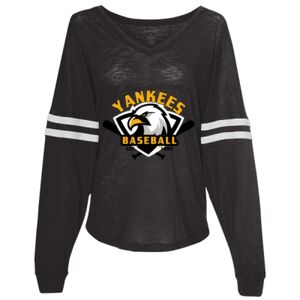 Women’s Slub Jersey Varsitee V-Neck Long Sleeve T-Shirt Thumbnail