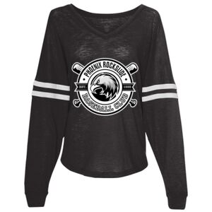 Women’s Slub Jersey Varsitee V-Neck Long Sleeve T-Shirt Thumbnail