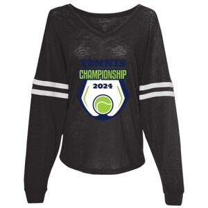 Women’s Slub Jersey Varsitee V-Neck Long Sleeve T-Shirt Thumbnail