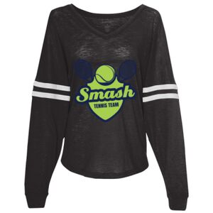Women’s Slub Jersey Varsitee V-Neck Long Sleeve T-Shirt Thumbnail