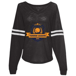 Women’s Slub Jersey Varsitee V-Neck Long Sleeve T-Shirt Thumbnail