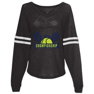 Women’s Slub Jersey Varsitee V-Neck Long Sleeve T-Shirt Thumbnail