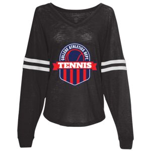 Women’s Slub Jersey Varsitee V-Neck Long Sleeve T-Shirt Thumbnail