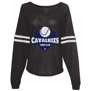 Women’s Slub Jersey Varsitee V-Neck Long Sleeve T-Shirt Thumbnail
