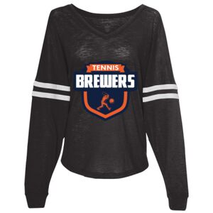Women’s Slub Jersey Varsitee V-Neck Long Sleeve T-Shirt Thumbnail