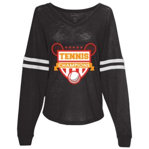 Women’s Slub Jersey Varsitee V-Neck Long Sleeve T-Shirt Thumbnail