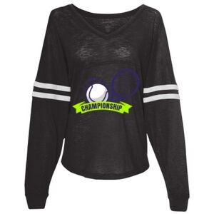 Women’s Slub Jersey Varsitee V-Neck Long Sleeve T-Shirt Thumbnail