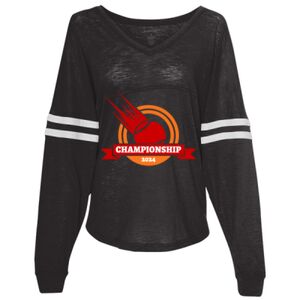 Women’s Slub Jersey Varsitee V-Neck Long Sleeve T-Shirt Thumbnail