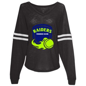 Women’s Slub Jersey Varsitee V-Neck Long Sleeve T-Shirt Thumbnail