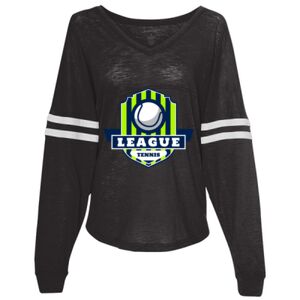Women’s Slub Jersey Varsitee V-Neck Long Sleeve T-Shirt Thumbnail