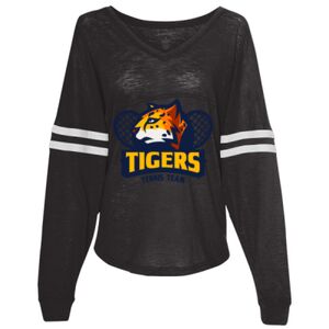 Women’s Slub Jersey Varsitee V-Neck Long Sleeve T-Shirt Thumbnail