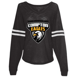 Women’s Slub Jersey Varsitee V-Neck Long Sleeve T-Shirt Thumbnail