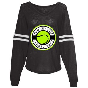 Women’s Slub Jersey Varsitee V-Neck Long Sleeve T-Shirt Thumbnail