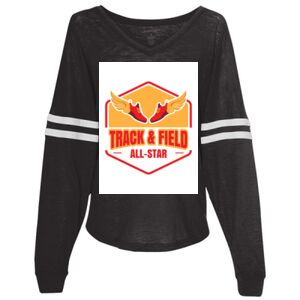 Women’s Slub Jersey Varsitee V-Neck Long Sleeve T-Shirt Thumbnail