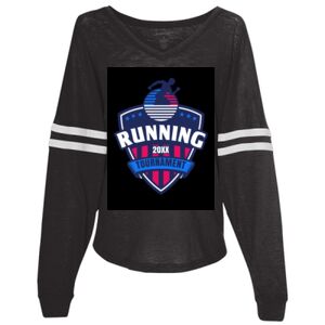 Women’s Slub Jersey Varsitee V-Neck Long Sleeve T-Shirt Thumbnail