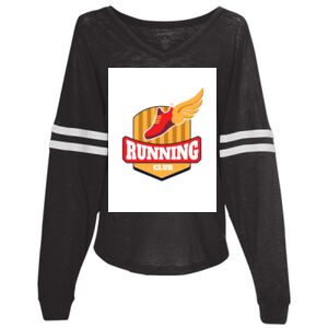 Women’s Slub Jersey Varsitee V-Neck Long Sleeve T-Shirt Thumbnail