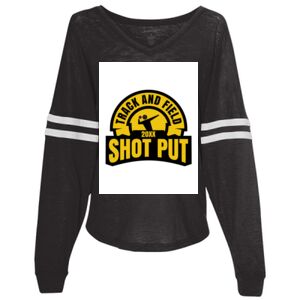 Women’s Slub Jersey Varsitee V-Neck Long Sleeve T-Shirt Thumbnail