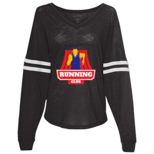 Women’s Slub Jersey Varsitee V-Neck Long Sleeve T-Shirt Thumbnail