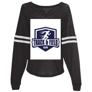Women’s Slub Jersey Varsitee V-Neck Long Sleeve T-Shirt Thumbnail