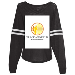 Women’s Slub Jersey Varsitee V-Neck Long Sleeve T-Shirt Thumbnail