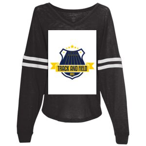 Women’s Slub Jersey Varsitee V-Neck Long Sleeve T-Shirt Thumbnail