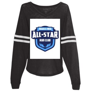 Women’s Slub Jersey Varsitee V-Neck Long Sleeve T-Shirt Thumbnail