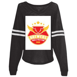 Women’s Slub Jersey Varsitee V-Neck Long Sleeve T-Shirt Thumbnail