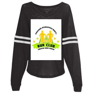 Women’s Slub Jersey Varsitee V-Neck Long Sleeve T-Shirt Thumbnail