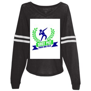 Women’s Slub Jersey Varsitee V-Neck Long Sleeve T-Shirt Thumbnail