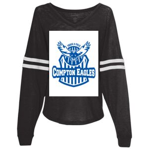 Women’s Slub Jersey Varsitee V-Neck Long Sleeve T-Shirt Thumbnail