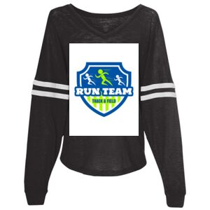 Women’s Slub Jersey Varsitee V-Neck Long Sleeve T-Shirt Thumbnail