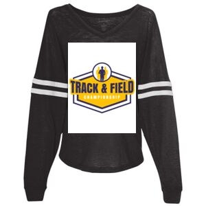 Women’s Slub Jersey Varsitee V-Neck Long Sleeve T-Shirt Thumbnail