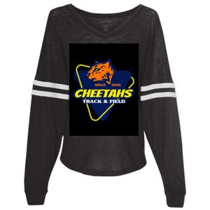 Women’s Slub Jersey Varsitee V-Neck Long Sleeve T-Shirt Thumbnail