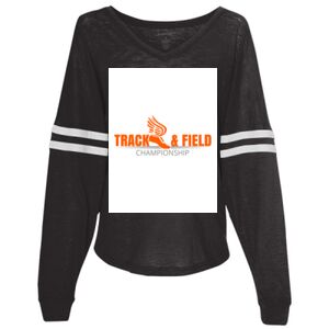 Women’s Slub Jersey Varsitee V-Neck Long Sleeve T-Shirt Thumbnail