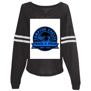 Women’s Slub Jersey Varsitee V-Neck Long Sleeve T-Shirt Thumbnail