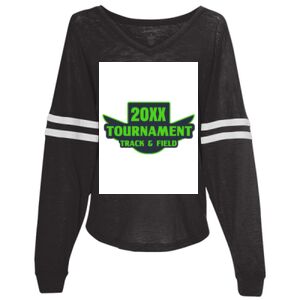 Women’s Slub Jersey Varsitee V-Neck Long Sleeve T-Shirt Thumbnail