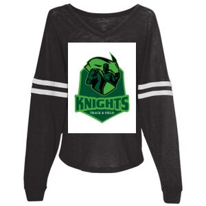 Women’s Slub Jersey Varsitee V-Neck Long Sleeve T-Shirt Thumbnail