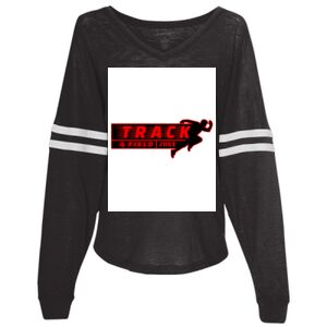 Women’s Slub Jersey Varsitee V-Neck Long Sleeve T-Shirt Thumbnail