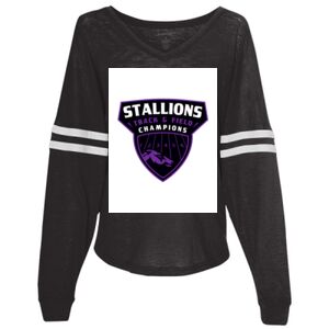Women’s Slub Jersey Varsitee V-Neck Long Sleeve T-Shirt Thumbnail