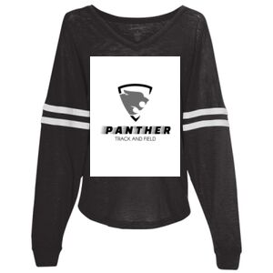 Women’s Slub Jersey Varsitee V-Neck Long Sleeve T-Shirt Thumbnail