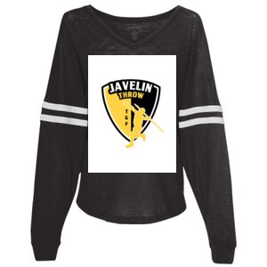 Women’s Slub Jersey Varsitee V-Neck Long Sleeve T-Shirt Thumbnail