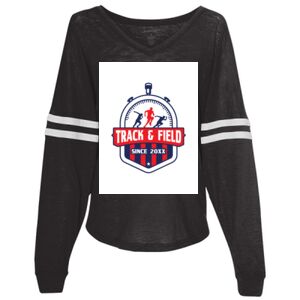 Women’s Slub Jersey Varsitee V-Neck Long Sleeve T-Shirt Thumbnail