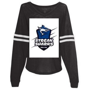 Women’s Slub Jersey Varsitee V-Neck Long Sleeve T-Shirt Thumbnail
