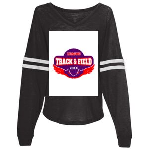 Women’s Slub Jersey Varsitee V-Neck Long Sleeve T-Shirt Thumbnail