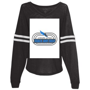 Women’s Slub Jersey Varsitee V-Neck Long Sleeve T-Shirt Thumbnail